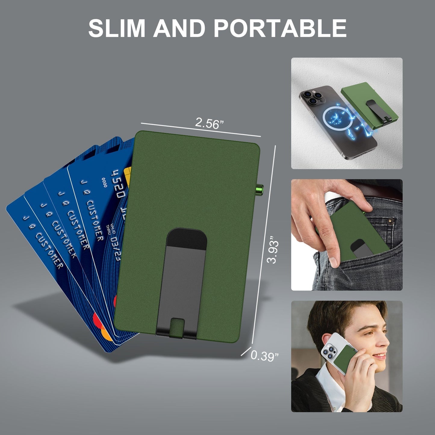 Minimalist Pop up Wallet with Money Clip, All Aluminum Slide Rfid Slim Card Holder TOYFID Wallet