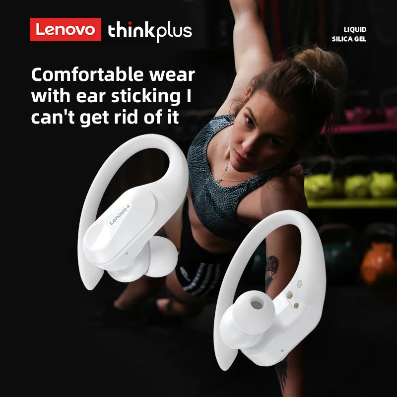 Lenovo LP75 TWS Wireless Bluetooth V5.3 Earphones IPX5 Digital Display Ear Hook Earbuds HiFi Stereo Noise Reduction Headphones Solveify