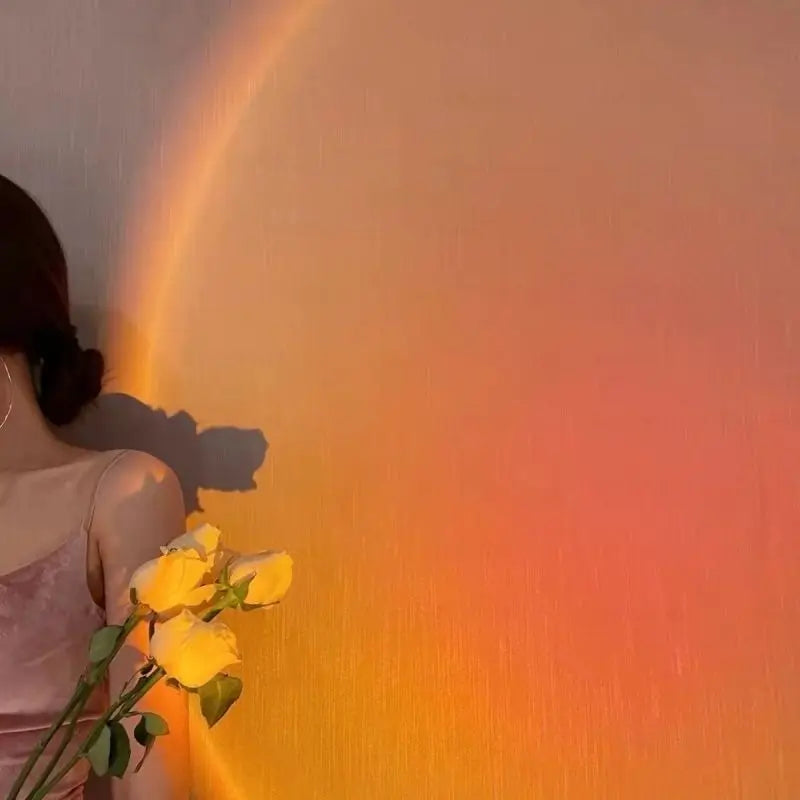 Kerokuru USB Sunset Light Lamp Self Photography Light LED Rainbow Neon Night Light Projector Photography Wall Atmosphere Light Solveify