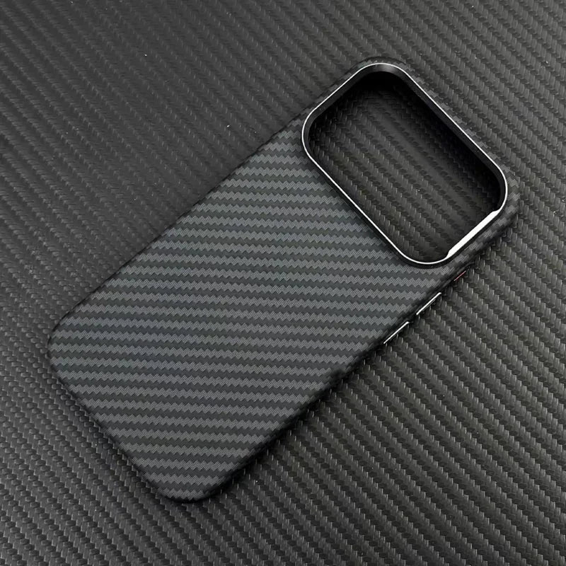 For Magsafe Carbon Fiber Texture Armor Case For iPhone 17 17Pro Max 16 Pro Ultrathin Alloy Lens Wireless Charge Hard Cover Coque Solveify