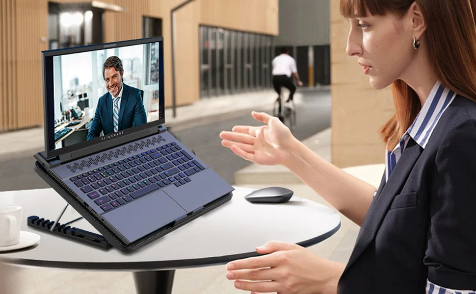 Coolcold 15.6-17.3inch Laptop Cooling Pad with 6 Quiet Fans,7 Height Wind Speed Adjustable,Laptop Cooer With Mobile Phone holder Solveify