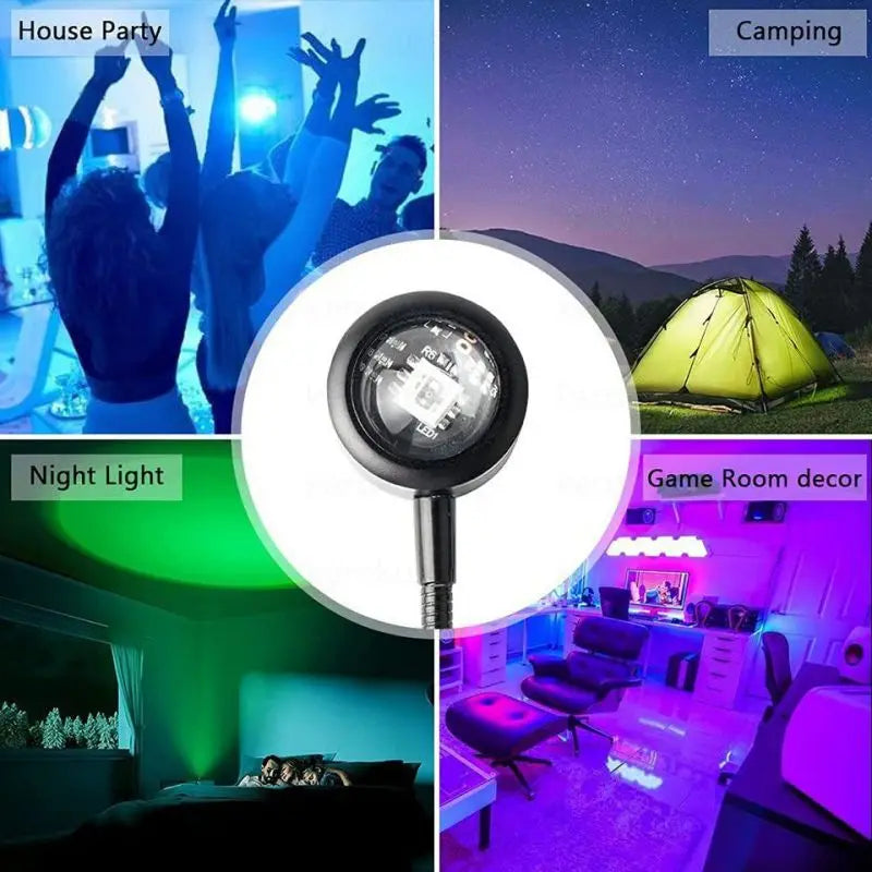 Kerokuru USB Sunset Light Lamp Self Photography Light LED Rainbow Neon Night Light Projector Photography Wall Atmosphere Light Solveify