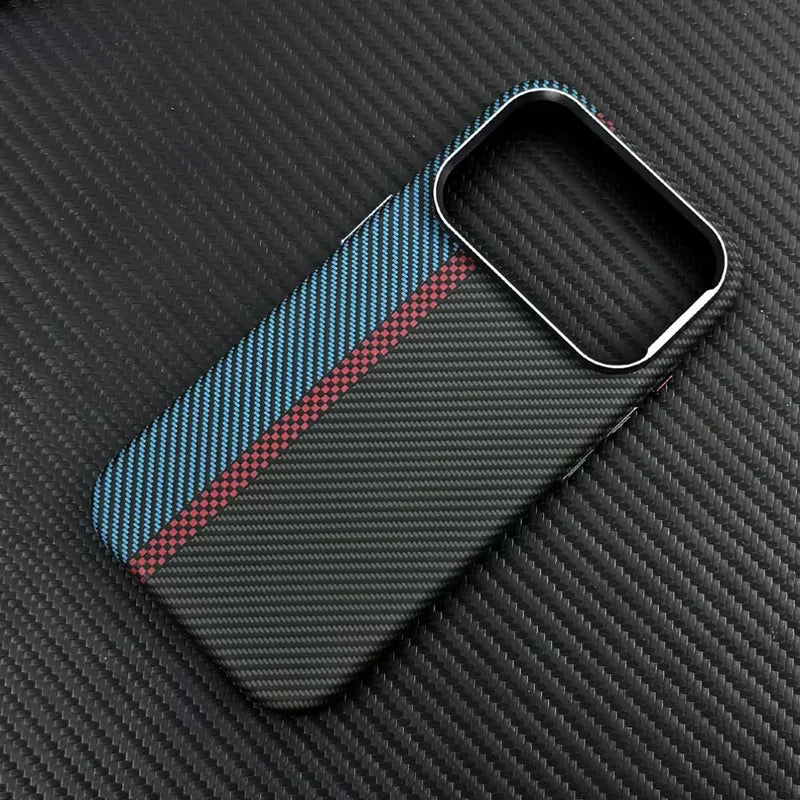 For Magsafe Carbon Fiber Texture Armor Case For iPhone 17 17Pro Max 16 Pro Ultrathin Alloy Lens Wireless Charge Hard Cover Coque Solveify