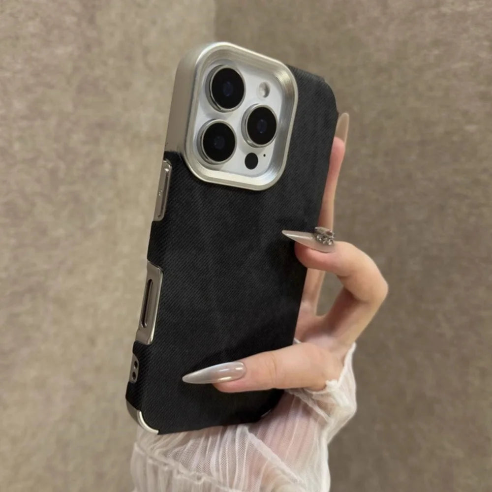 Retro Vintage Cowboy Fabric Case for iPhone 17 Air 16 15 14 13 12 Pro Max 11 Plus Luxury Jeans Soft Bumper Armor Phone Cover Solveify