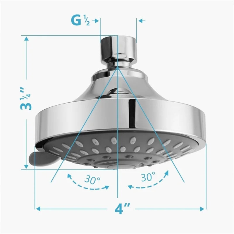 5 Modes High Pressure Shower Head 4 Inch High Flow Fixed Showerheads Sprayer Bathroom Rain Showerhead Faucet Replacement Part Solveify