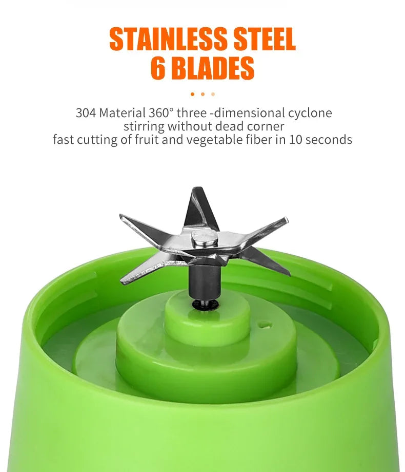 Mini Juicer Portable Blender Fruit Smoothie Milkshake Electric Juicer USB Rechargeable Juice Cup Food Processor Kitchen Supplies Solveify