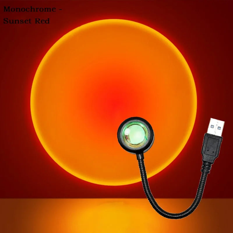 Kerokuru USB Sunset Light Lamp Self Photography Light LED Rainbow Neon Night Light Projector Photography Wall Atmosphere Light Solveify