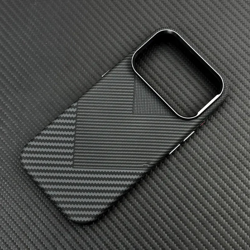 For Magsafe Carbon Fiber Texture Armor Case For iPhone 17 17Pro Max 16 Pro Ultrathin Alloy Lens Wireless Charge Hard Cover Coque Solveify
