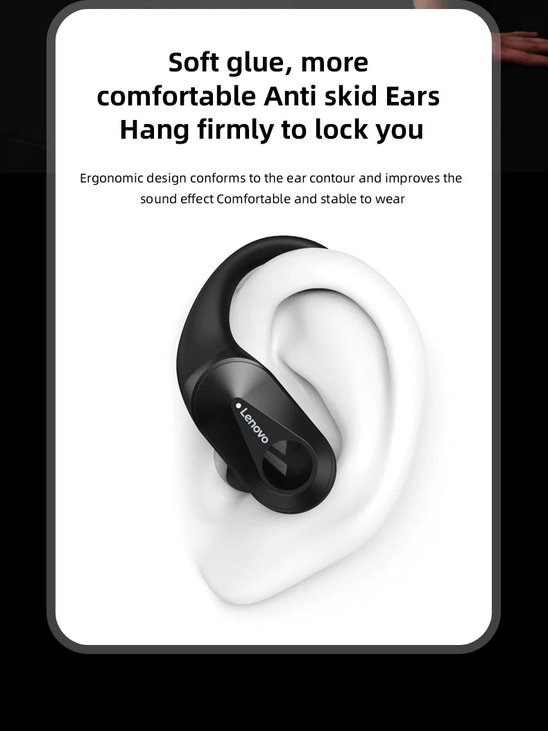 Lenovo LP75 TWS Wireless Bluetooth V5.3 Earphones IPX5 Digital Display Ear Hook Earbuds HiFi Stereo Noise Reduction Headphones Solveify