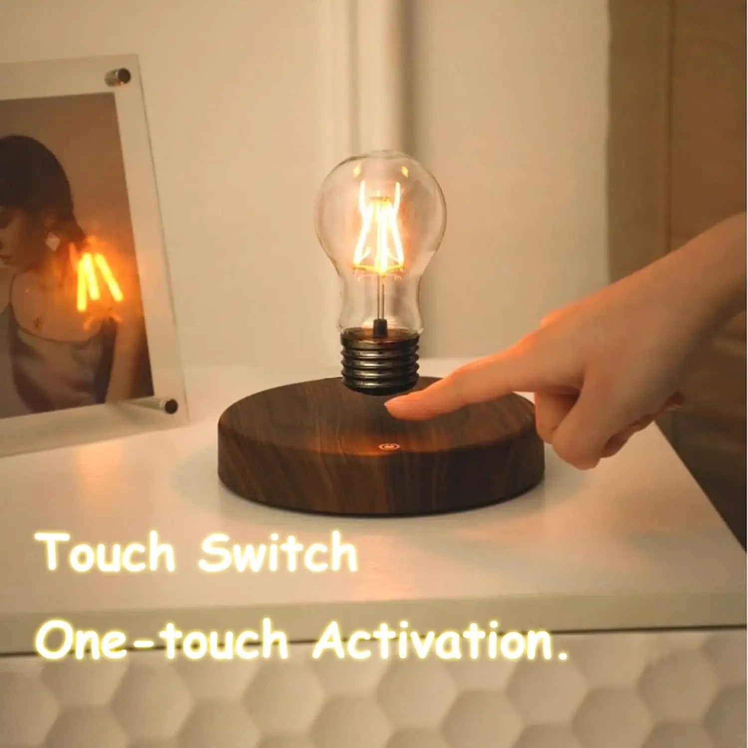 Levitating Moon Magnetic Floating Night Light, 3 Colors Temperature, Creative Table 3D LED Lamp with Wooden Base for Gift Office Solveify