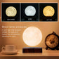 Levitating Moon Magnetic Floating Night Light, 3 Colors Temperature, Creative Table 3D LED Lamp with Wooden Base for Gift Office Solveify