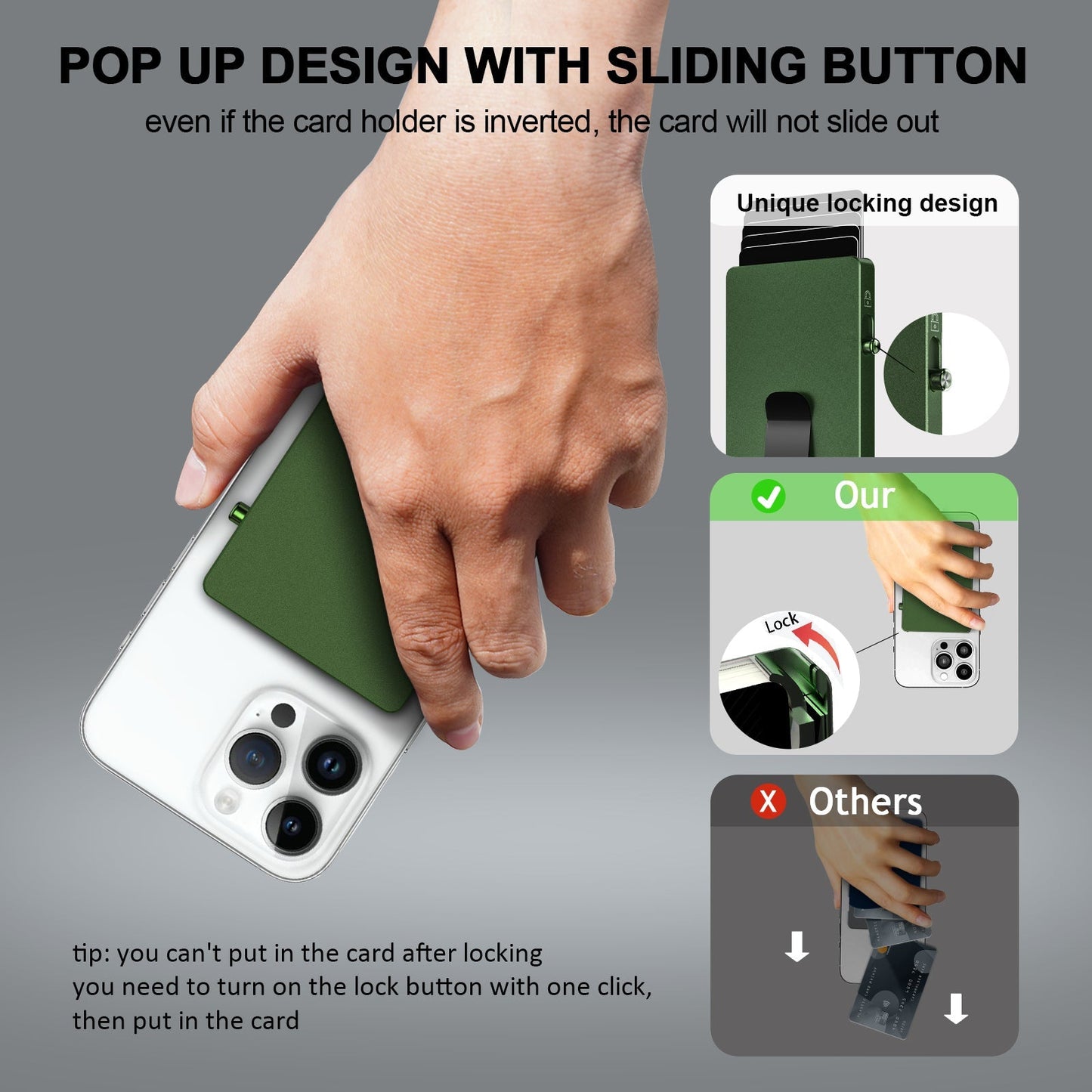 Minimalist Pop up Wallet with Money Clip, All Aluminum Slide Rfid Slim Card Holder TOYFID Wallet